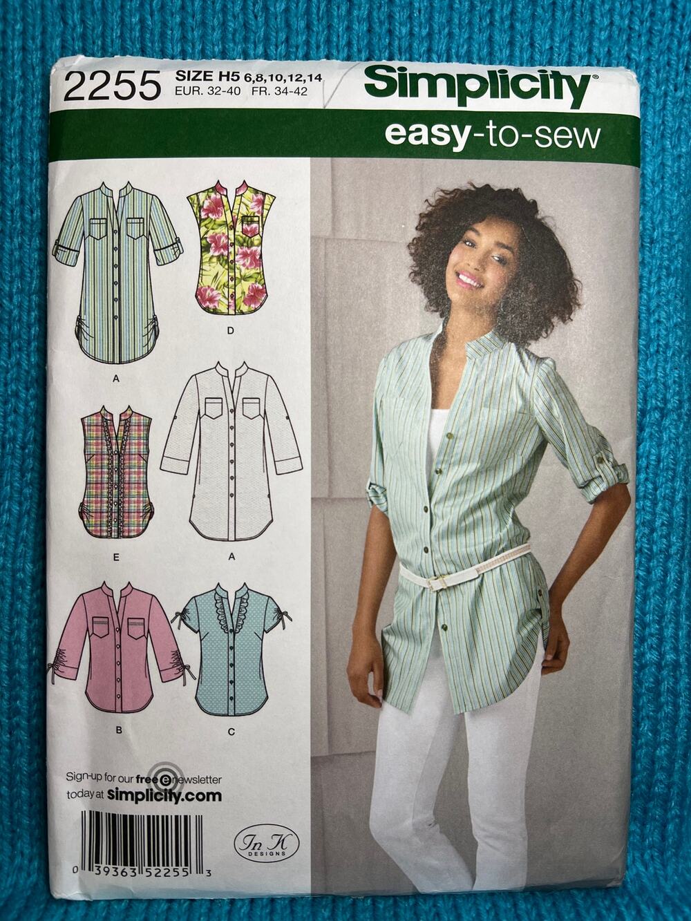 Simplicity 2255 pattern button up shirt tunic size 6 8 10 12 14